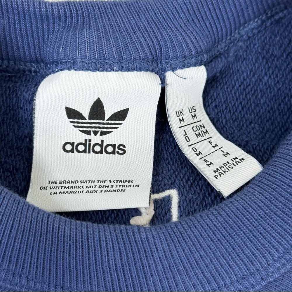 ADIDAS sweatshirt BLUE and WHITE long sleeve pullover crewneck athletic wear M - Picture 2 of 7